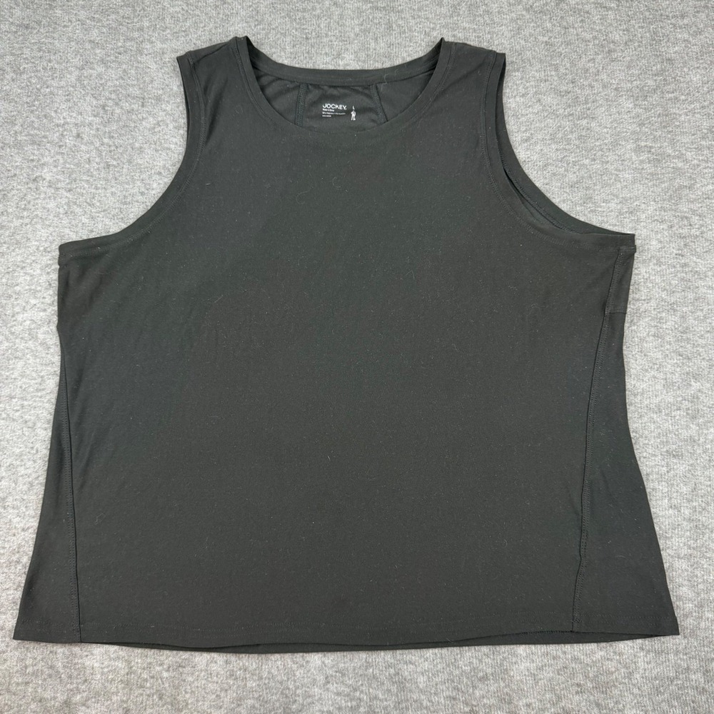 Jockey Tank Top Women's Large Black Activewear Sleeveless Crew Neck Stretch